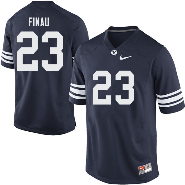 Men #23 Sione Finau BYU Cougars College Football Jerseys Sale-Navy - Click Image to Close